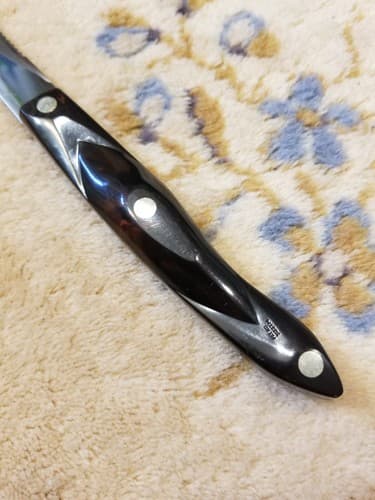 Vtg 1987 Cutco 1723 Serrated Carving Bread Knife Brown Swirl Handle USA - Thumbnail 7