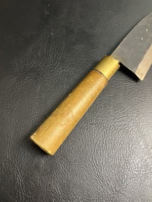 Vtg Japanese Chef's Butcher Kitchen Knife RARE SIGN Japan Black Hardened Blade - Thumbnail 10