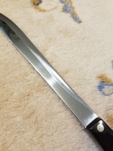 Vtg 1987 Cutco 1723 Serrated Carving Bread Knife Brown Swirl Handle USA - Thumbnail 8