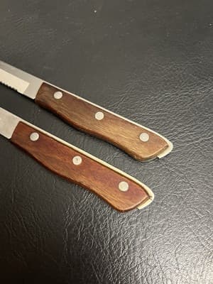 Maxam Set Of 2 Precision Hollow Ground Stainless Steel 8 3/4" VTG Steak Knives - Thumbnail 5