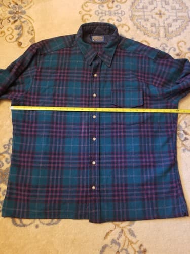 VINTAGE Pendleton Flannel Shirt Mens XL Green Red Plaid Button Wool 80s USA - Thumbnail 9
