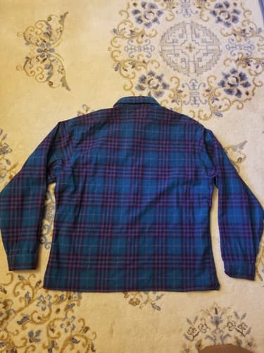 VINTAGE Pendleton Flannel Shirt Mens XL Green Red Plaid Button Wool 80s USA - Thumbnail 5