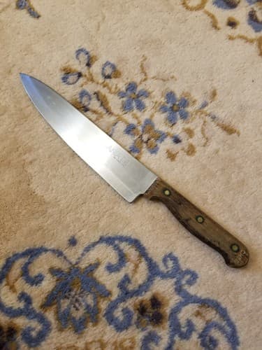 Vintage SANTA FE Chef Knife No Stain Steel IC Japan Cutlery Wood Handle 9" Blade - Image 1