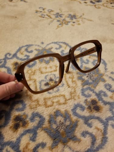 USS Vintage Eyeglasses Frames Brown Plastic Nerd Dork 50 22 4.5 to 5.75 Army - Thumbnail 2