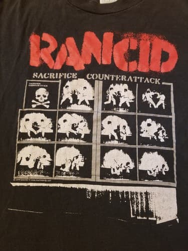 Vtg Rancid T-Shirt Mens S Black Sacrifice Counterattack 2004 Band Tee Fighting - Thumbnail 2