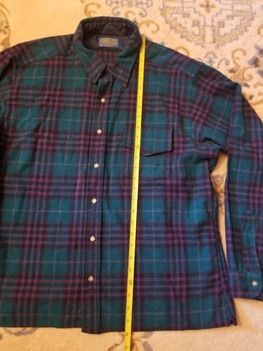 VINTAGE Pendleton Flannel Shirt Mens XL Green Red Plaid Button Wool 80s USA - Thumbnail 8