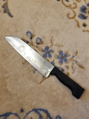 Sumikama Chef Knife Floral Japan Pattern Stainless Steel 8" Flowers Blade - Image 1