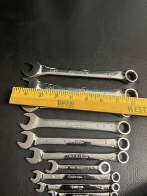 Lot Of 10 HUSKY SAE Combination Wrench Mixed Set 12 Pt 5/8, 9,16, 1/2, 7/16, 1/4 - Thumbnail 10