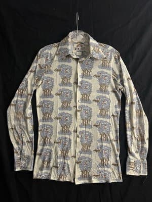 VTG 60s Snoopy Peanuts Woodstock Disco Shirt Saturdays In California Mens S - Image 1