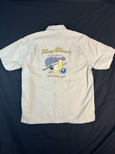 Tommy Bahama Shirt Mens L Silk Boardwalk Billiards FINE Blonde ALES Embroidered - Image 1