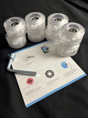 8 Light Up Roller Skate Wheels Skateboard ABEC-9 608RS Bearings Clear White - Thumbnail 2