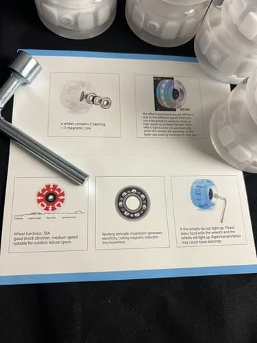 8 Light Up Roller Skate Wheels Skateboard ABEC-9 608RS Bearings Clear White - Thumbnail 3