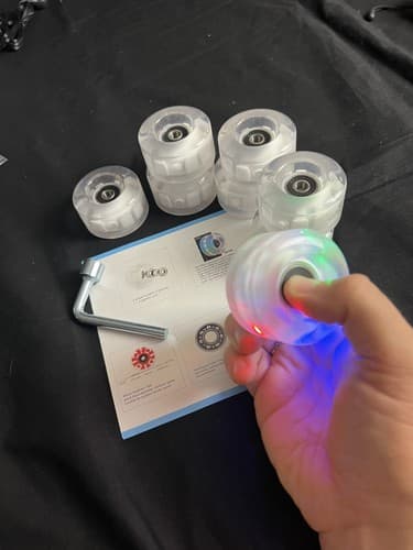 8 Light Up Roller Skate Wheels Skateboard ABEC-9 608RS Bearings Clear White - Thumbnail 5