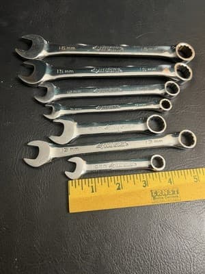 Lot Of 7 Husky Metric Mixed Set Short + Standard 12 Point Combination Wrench MM - Thumbnail 8