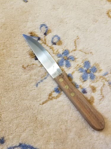 1 ONEIDA Wooden Handle Large Jumbo Restaurant Style Steak Knife - Thumbnail 5