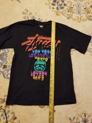 Vtg Stussy Jackpot Black Multi-Color World Tour Tee T-Shirt Mens Small Masterful - Thumbnail 5