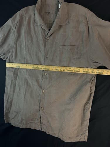Tommy Bahama Red Rum Embroidered Mens L 100% Silk Hawaiian Short Sleeve Shirt - Thumbnail 9