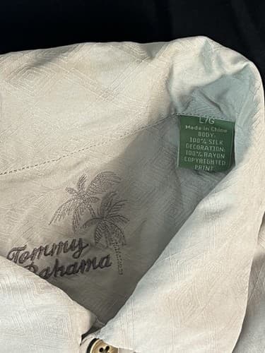 Tommy Bahama Shirt Mens L Silk Boardwalk Billiards FINE Blonde ALES Embroidered - Thumbnail 3