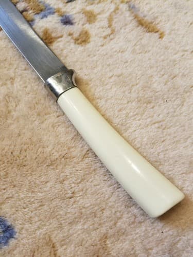 Vtg Mirilium Washington Forge Slicer Knife 7” Blade Stainless USA White Handle - Thumbnail 8