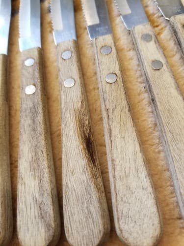 Vtg Set Of 9 STAINLESS STEEL Steak Knives Made In Japan Vintage Lot Wood Handle - Thumbnail 4