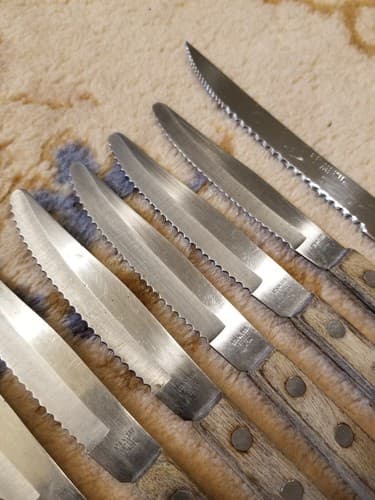 Vtg Set Of 9 STAINLESS STEEL Steak Knives Made In Japan Vintage Lot Wood Handle - Thumbnail 8