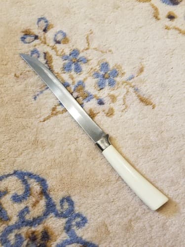 Vtg Mirilium Washington Forge Slicer Knife 7” Blade Stainless USA White Handle - Thumbnail 7