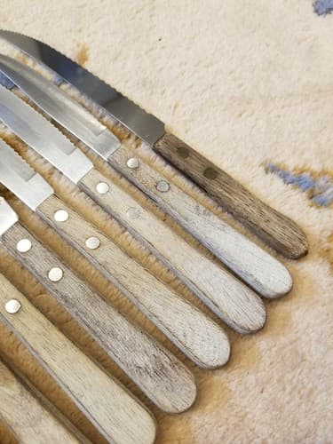 Vtg Set Of 9 STAINLESS STEEL Steak Knives Made In Japan Vintage Lot Wood Handle - Thumbnail 13