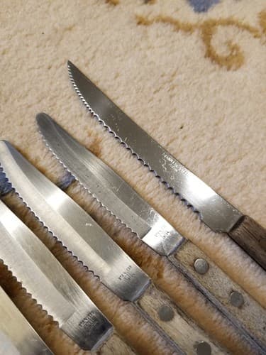 Vtg Set Of 9 STAINLESS STEEL Steak Knives Made In Japan Vintage Lot Wood Handle - Thumbnail 9