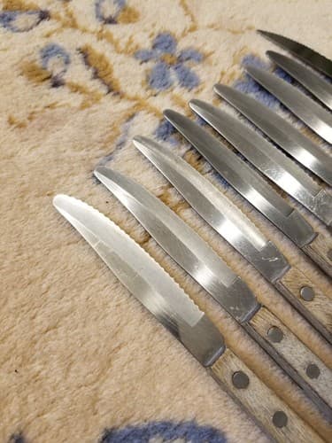 Vtg Set Of 9 STAINLESS STEEL Steak Knives Made In Japan Vintage Lot Wood Handle - Thumbnail 14