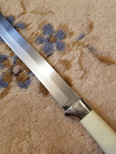 Vtg Mirilium Washington Forge Slicer Knife 7” Blade Stainless USA White Handle - Thumbnail 3