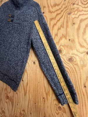 Fjallraven Lada Sweater Shawl Collar Wool Mens M Donegal Knit Blue Fisherman - Thumbnail 7