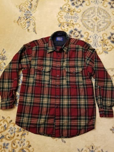 Pendleton Outdoorsman Shirt Wool Check Mens L Plaid USA Lumberjack Flannel - Image 1