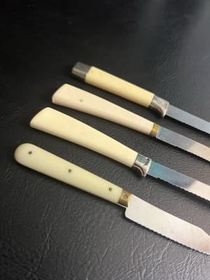 Vtg Set 4 Forgecraft Sheffield Lifetime Cutlery Serrated Steak Knives Ivory - Thumbnail 12