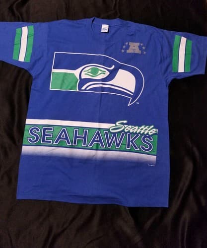 Vintage XL Salem Seattle Seahawks 1994 All Over Print Men's Single Stitch Shirt - Thumbnail 6