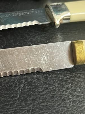 Vtg Set 4 Forgecraft Sheffield Lifetime Cutlery Serrated Steak Knives Ivory - Thumbnail 7