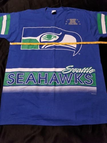 Vintage XL Salem Seattle Seahawks 1994 All Over Print Men's Single Stitch Shirt - Thumbnail 10