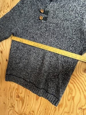Fjallraven Lada Sweater Shawl Collar Wool Mens M Donegal Knit Blue Fisherman - Thumbnail 6