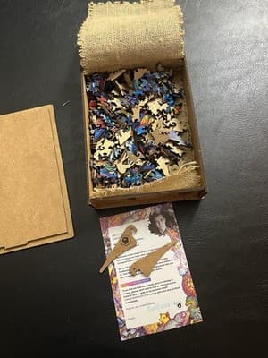 Lot Of 3 Wooden Jigsaw Puzzles Creative Stained Glass Cross Stars Unidragon Wolf - Thumbnail 8