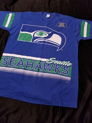 Vintage XL Salem Seattle Seahawks 1994 All Over Print Men's Single Stitch Shirt