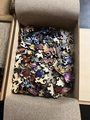 Lot Of 3 Wooden Jigsaw Puzzles Creative Stained Glass Cross Stars Unidragon Wolf - Thumbnail 6