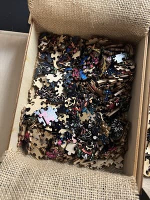 Lot Of 3 Wooden Jigsaw Puzzles Creative Stained Glass Cross Stars Unidragon Wolf - Thumbnail 7