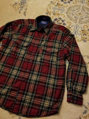 Pendleton Outdoorsman Shirt Wool Check Mens L Plaid USA Lumberjack Flannel - Thumbnail 2