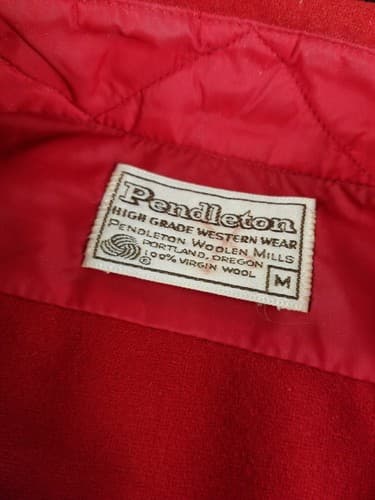 Vintage 70s Pendleton Mens M Wool Button Up Shirt Red Pearl Snap Plaid Western - Thumbnail 3