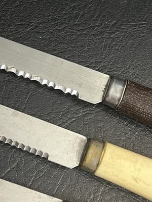 Set of 5 Vintage Quikut Stainless Steak Knives USA Cream Handles Mixed - Thumbnail 7