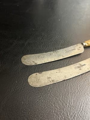 VTG Sheffield Eagle Works Ibbotson Peace Co Carbon Horn Knife Set Knife Butter - Thumbnail 2