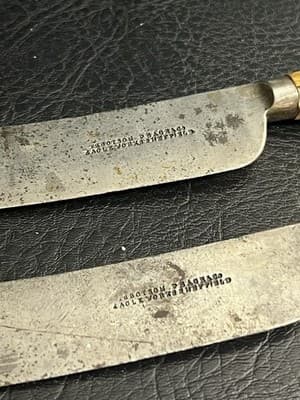 VTG Sheffield Eagle Works Ibbotson Peace Co Carbon Horn Knife Set Knife Butter - Thumbnail 5