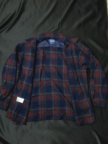 Pendleton Vintage Wool Large Red Blue Plaid Button Up Shirt Board Sir L - Thumbnail 2