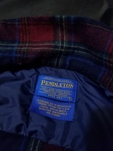Pendleton Vintage Wool Large Red Blue Plaid Button Up Shirt Board Sir L - Thumbnail 3