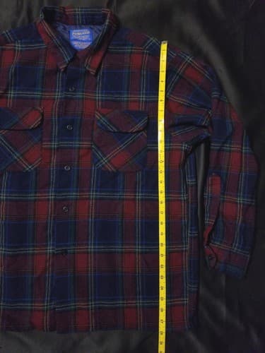 Pendleton Vintage Wool Large Red Blue Plaid Button Up Shirt Board Sir L - Thumbnail 5