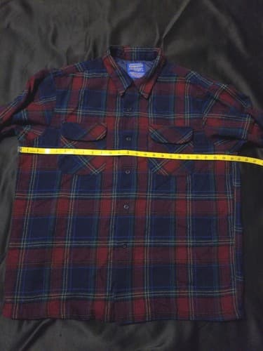 Pendleton Vintage Wool Large Red Blue Plaid Button Up Shirt Board Sir L - Thumbnail 6